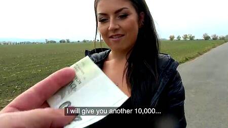 Встретил телку на проселочной дороге и развел её на секс