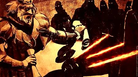 Рыцарь сношает огромным членом сексапильную вампиршу с внушительной грудью