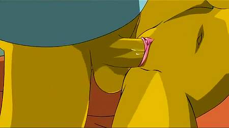 Мардж Симпсон ублажает своего мужа Гомера в спальне