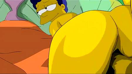 Мардж Симпсон ублажает своего мужа Гомера в спальне