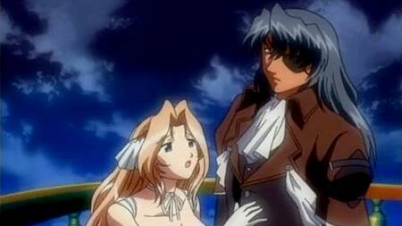 Разбойник с одним глазом страстно трахает синеволосую телку