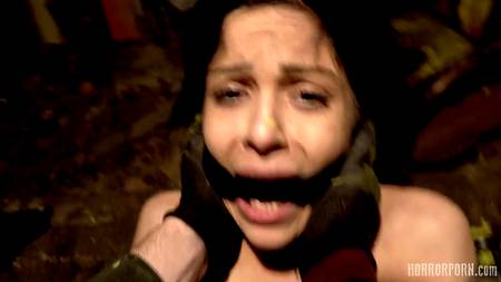 Мужик в маске жестко насилует в гараже связанную сучку