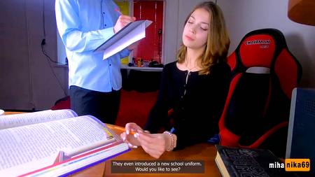 Русский препод пялит в очко голубоглазую студентку на частном уроке