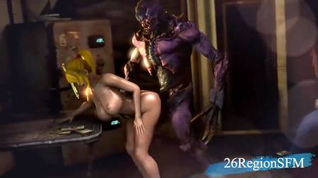 Инопланетяне сношают в задницу мультяшную сучку с большими сиськами