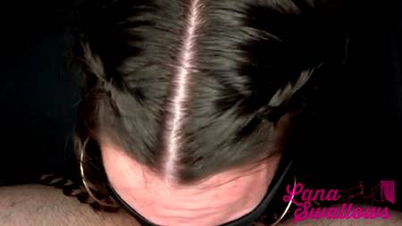 Девушка с косичками строчит глубокий минет мужику в позе 69