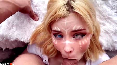 Косплейщица эльфийка строчит приятный минет довольному пацану