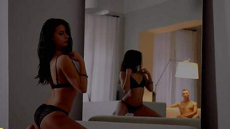 Худая красотка соблазняет парня на нежный секс