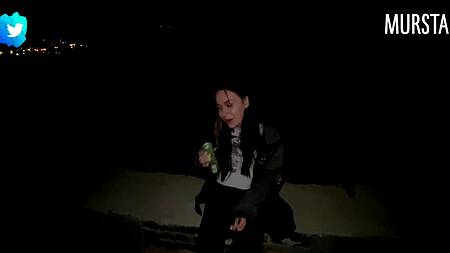 Красивая девушка отдалась ночью в парке русскому пикаперу