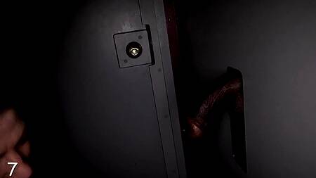 Опытная соска гоняет губами по членам из дыры в стенке