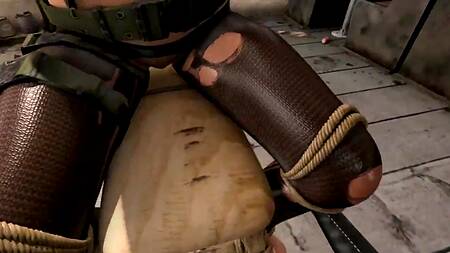 ч1 Жёстко разрывает анус связанной брюнетки