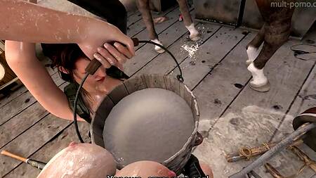 Жёстко разрывают рот и анус связанной брюнетки, часть 3