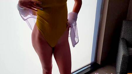 Улетный секс стоя с ухоженной пышногрудой светловолосой девушкой