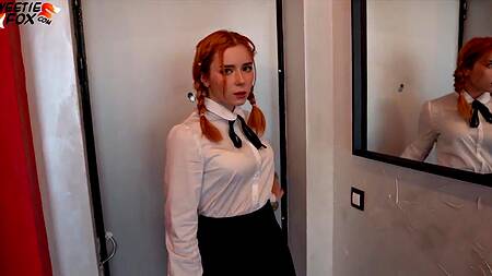 Оттраханная рыжеволосая молодуха приняла в ротик сперму