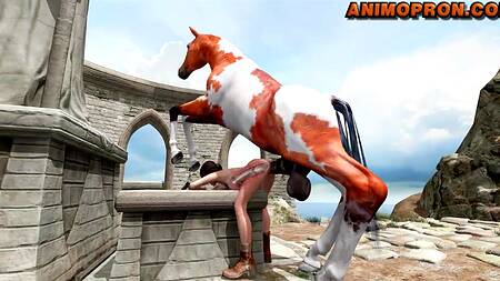 Компьютерную красотку Лару Крофт переполняет сперма от ее жеребца с огромным членом