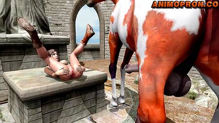 Компьютерную красотку Лару Крофт переполняет сперма от ее жеребца с огромным членом