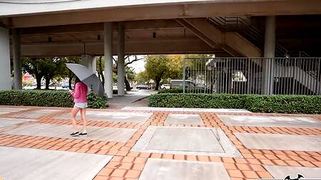 Худая дурочка повелась на деньги и трахнулась в микроавтобусе с нигером