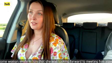 Немного пьяная русская мачеха с шикарной жопой просит ее трахнуть в машине раком