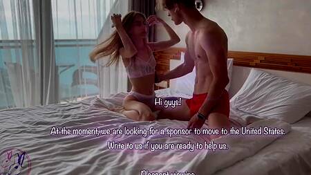 Миниатюрной крошке захотелось сексуальных нежностей на крепком члене бойфренда утром