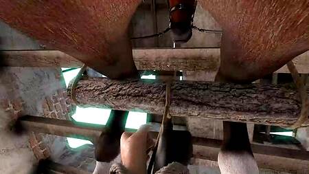 Жёстко разрывают рот и анус связанной брюнетки. Часть 5