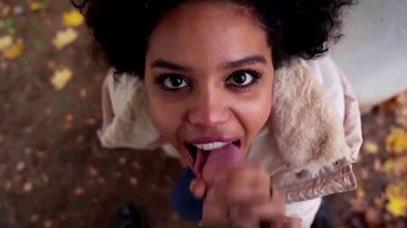 Кудрявая негритянка зарабатывает деньги сексом