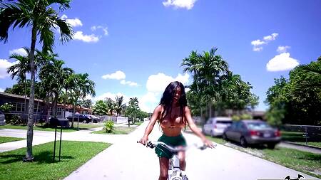 Силиконовая негритянка катается на валике и черном члене