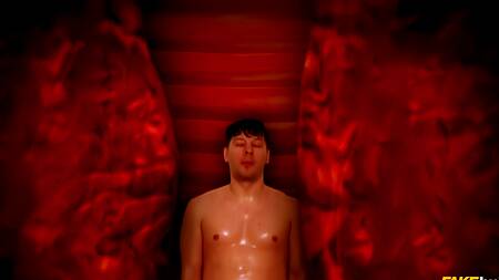 Парень превращается в дилдо и трахает татуированную блондинку