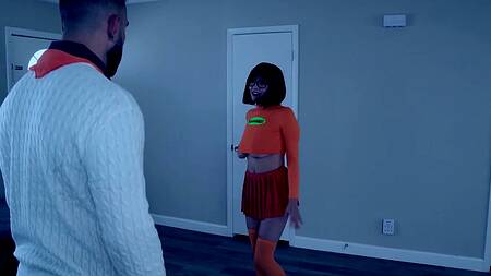 Велма в очках трахается в Фредом во время расследования