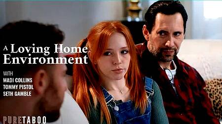 Рыжую худышку Madi Collins ебет отчим и соцработник