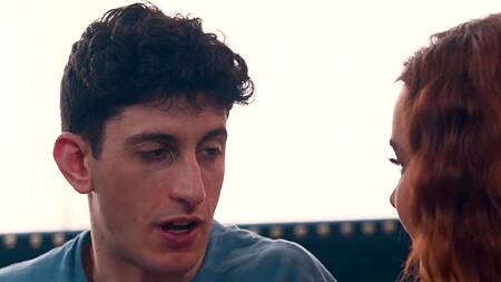 Рыжая мачеха ласкает хуй большими сиськами и дает пасынку