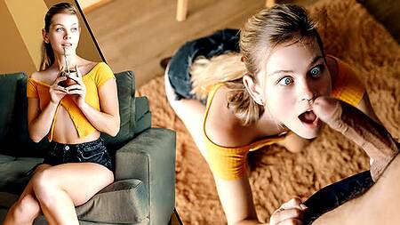 Выпил вина с худышкой в парке и привел её к себе ебаться