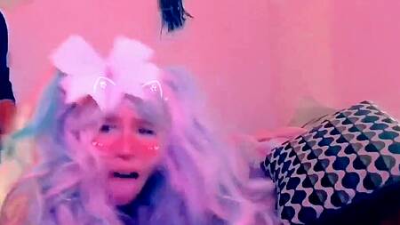 Ахэгао от сексуальной анимешницы в парике