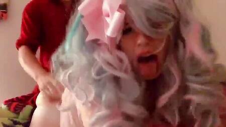 Ахэгао от сексуальной анимешницы в парике