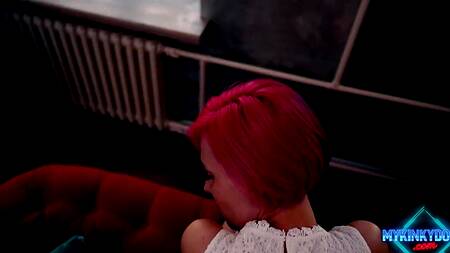 Красотке с разноцветными волосами хочется получить сперму на лицо