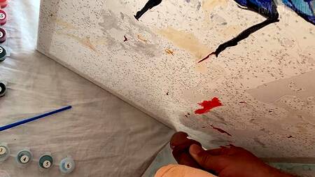 Я художник, я так вижу - испачкал хуй красной и трахнул красотку