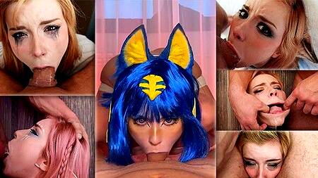 Подборка жесткого минета от рыжей анимешницы с большой жопой