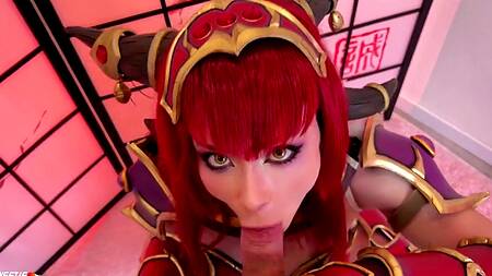 Шикарный косплей и развратный секс от красотки с рыжими волосами