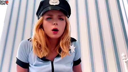 Развратная полицейская рвет колготки и садится на член