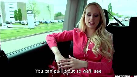 Милфа в розовой блузке занялась сексом в машине