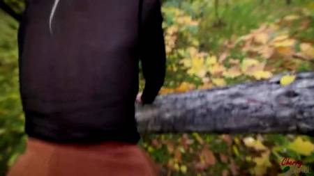 Красивый секс на улице в парке с очаровательной блондинкой