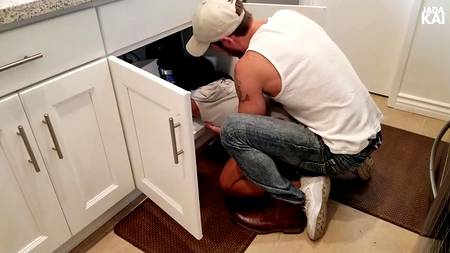 Отодрал сзади застрявшую под раковиной узкоглазую девушку